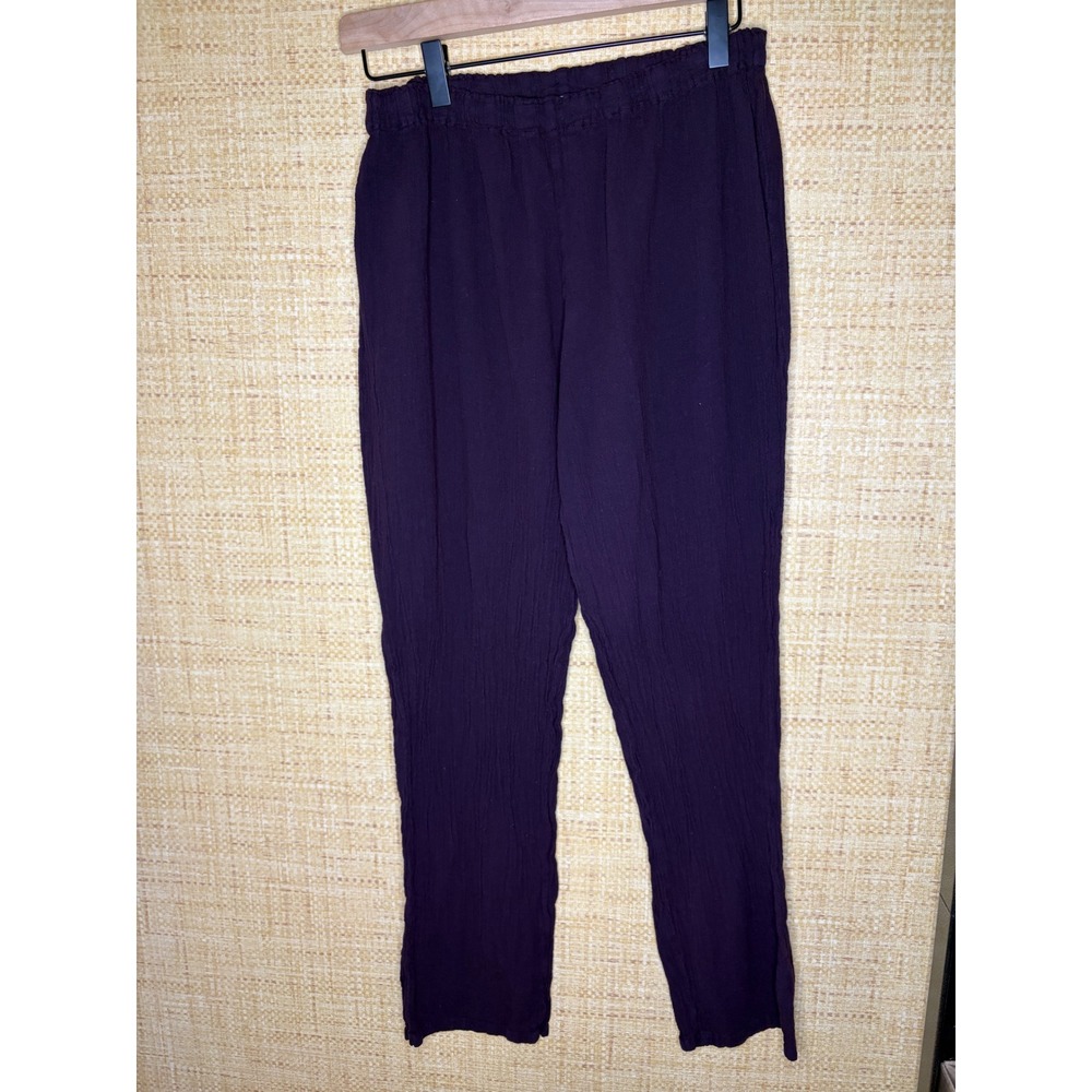 Oh My Gauze! Purple 100% Cotton Crinkle Gauze Elastic Waist Pants Size 2 / Large